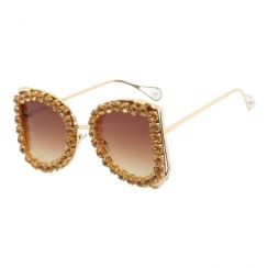 3 Prs New Fashion Designs Women Luxury Oversized Metal Frame Bling Diamond Sunglasses for Ladies