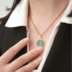 5 Pcs 18K Gold Plated Stainless Steel Hollow Round Zircon Pendant