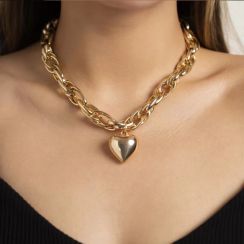 10 Pcs Minimalist O Shaped Necklace Exaggerated Heart Pendant