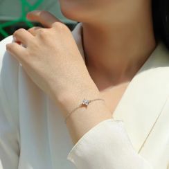 Romantic 925 Sterling Silver Moissanite Adjustable Bracelet