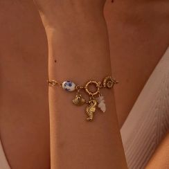 3 Pcs Summer Ocean Boho Pearl Stainless Steel Conch Shell Seahorse Bracelet