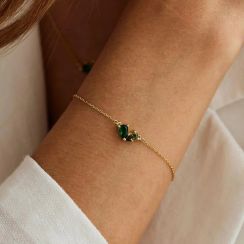 2 Pcs 925 Silver Double Stone Pear Cut Zircon Birthstone Heart Chain Bracelet