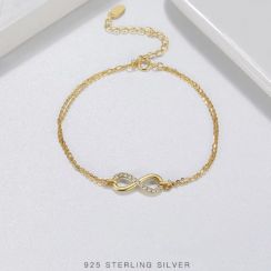 2 Pcs 925 Sterling Silver 8 Shape Double Chain Bracelet