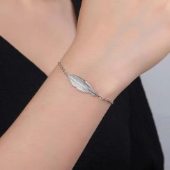 3 Pcs Leaf 925 Sterling Silver Fine Jewelry Bracelet