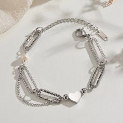 4 Pcs Trendy Fashionable Steel Heart Shaped Bracelet