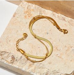 4 Pcs Adjustable Size Luxury Bead Womens Double Layer Bracelet