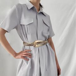 6 Pcs Summer Ladies Woven Alloy Buckle PP Straw Waist Belt
