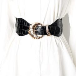 6 Pcs Womens Fashionable Elastic Wide Leather Belt