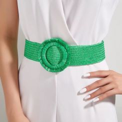 40 Pcs Rose Red Green Straw Woven Belts for Women